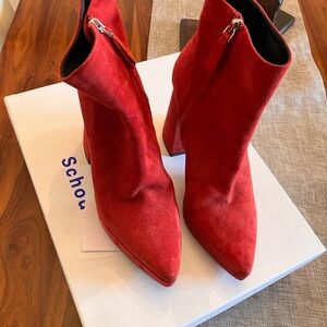 Proenza Schouler Vibrant Red Suede Ankle Boots
